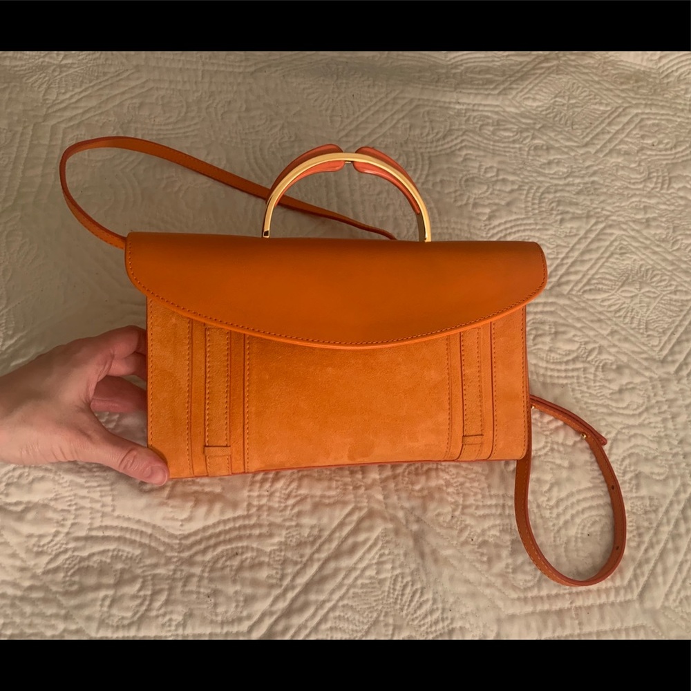 Mansur Gavriel Orange Calf Suede Satchel